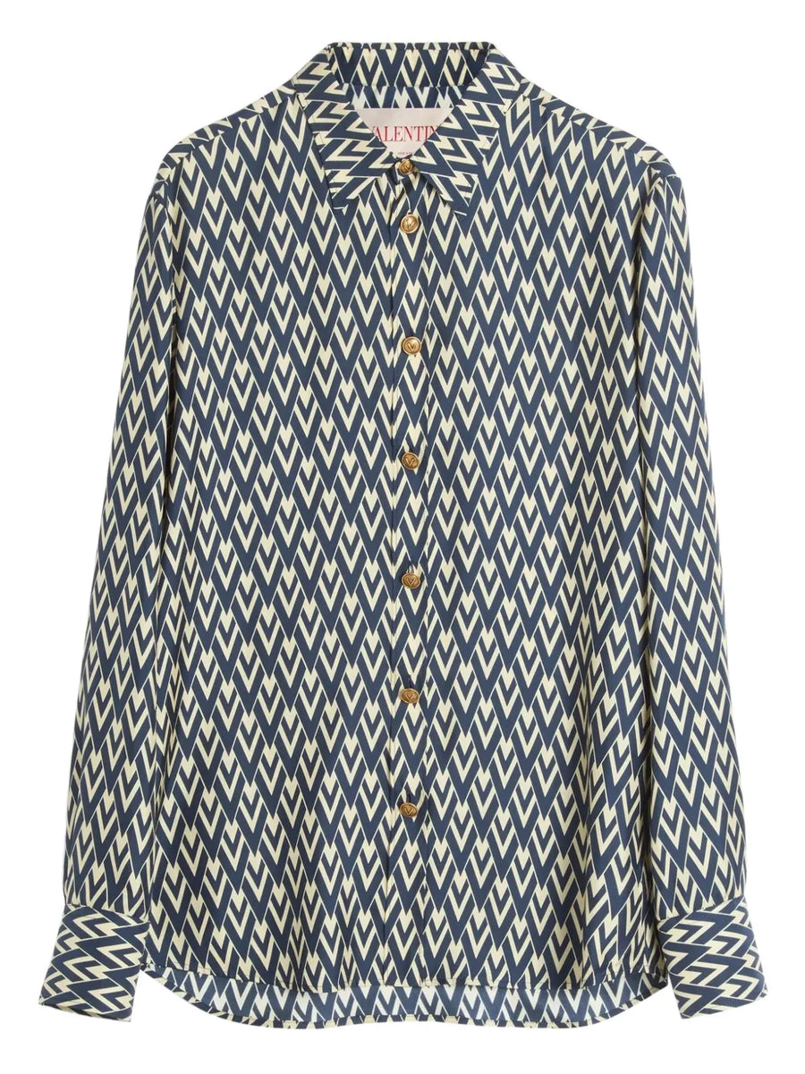Toute La V-print silk shirt
