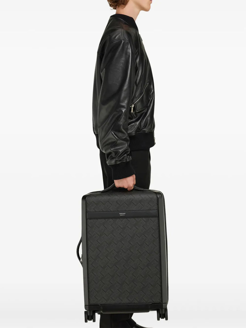 Gancini-print leather luggage