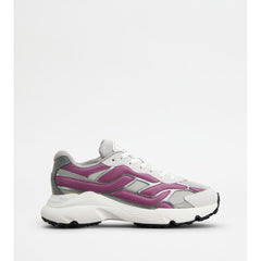 Tods Sneakers In Leather And Technical Fabric Pink Grey Womens