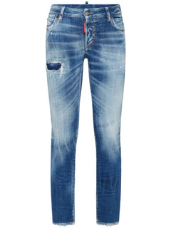 distressed-effect jeans