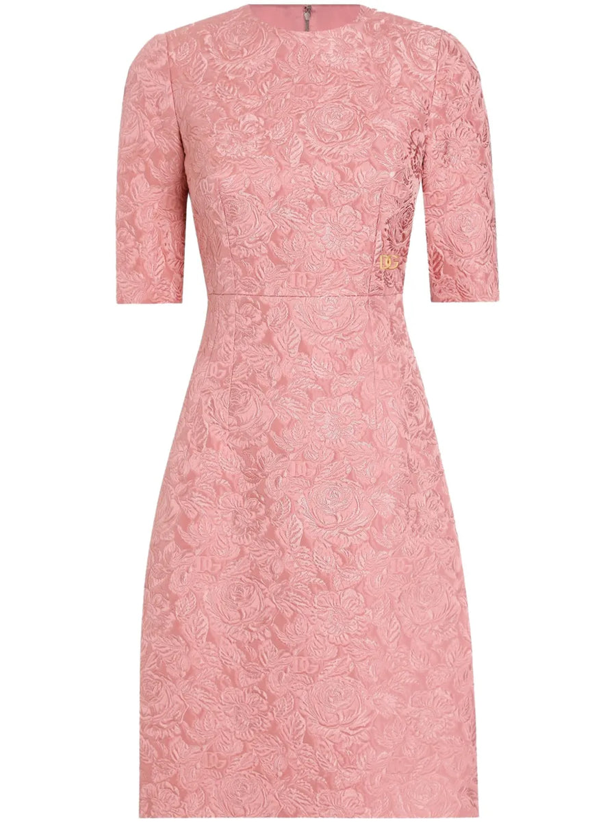 DNA floral-jacquard midi dress