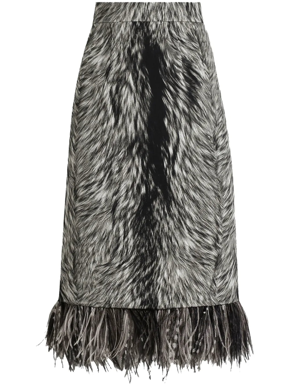 feather-trim faux-fur skirt