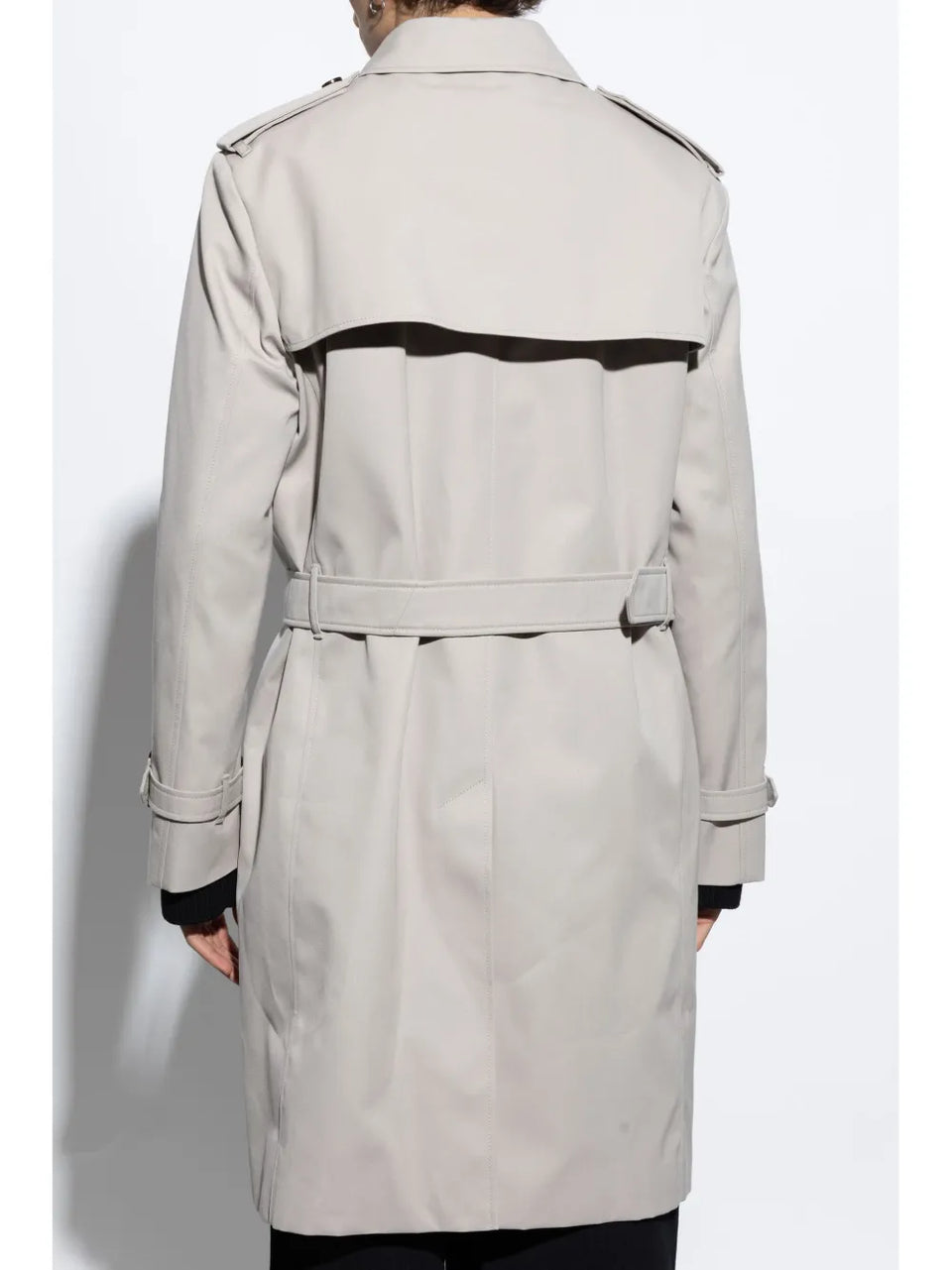 double-breasted belted trench coat