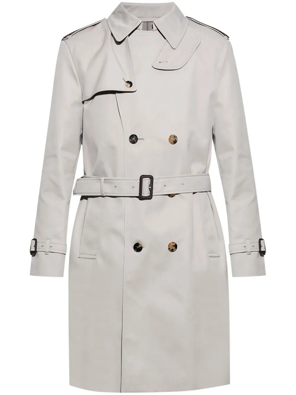 double-breasted belted trench coat