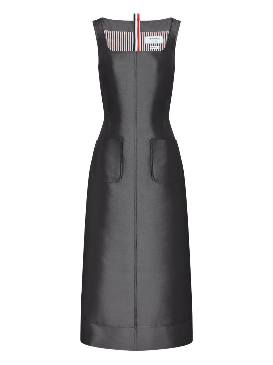 square-neck patch-pocket dress