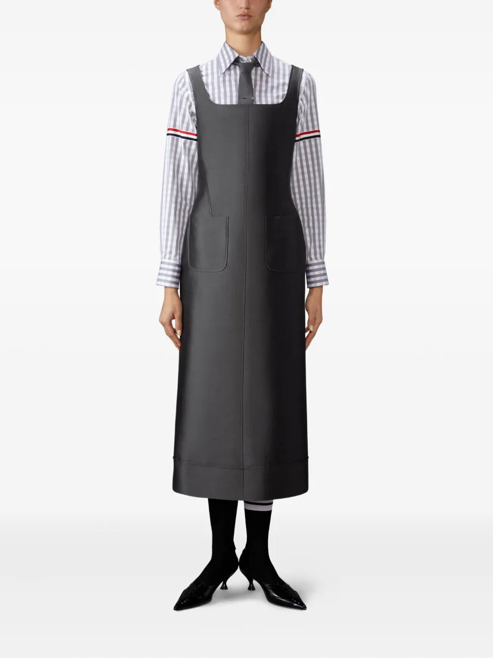 square-neck patch-pocket dress