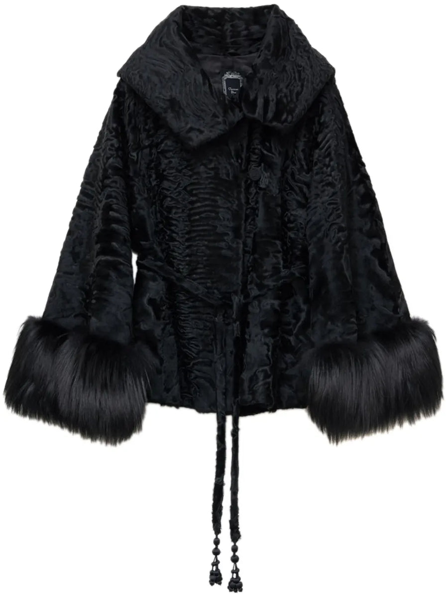 fur-trim cuff jacket