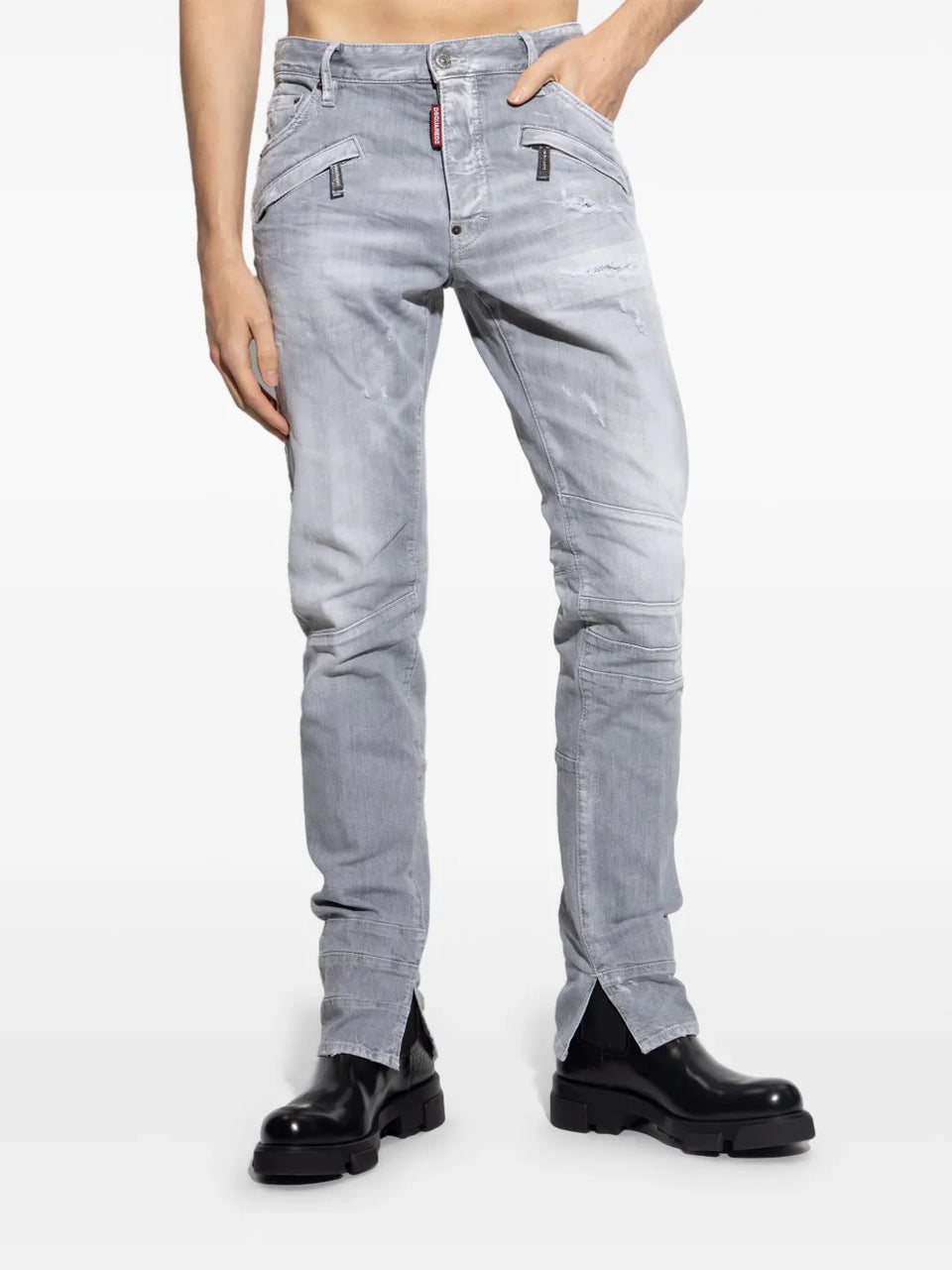 distressed-effect jeans