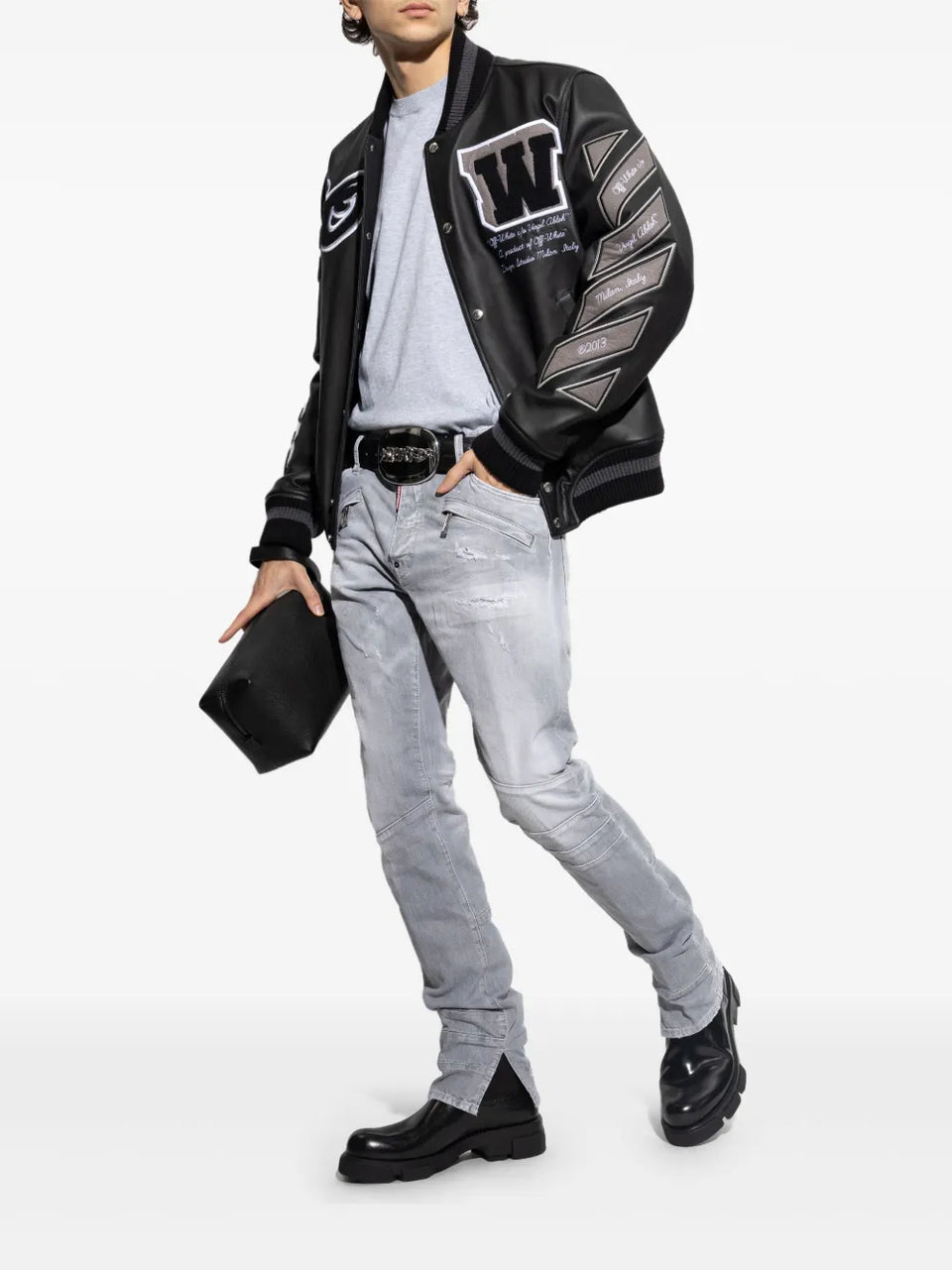distressed-effect jeans