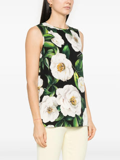 gardenia-print charmeuse top