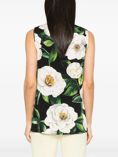 gardenia-print charmeuse top