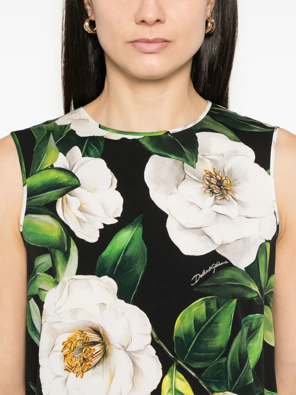 gardenia-print charmeuse top