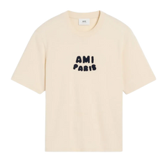 AMI Paris logo-patch T-Shirt light beige