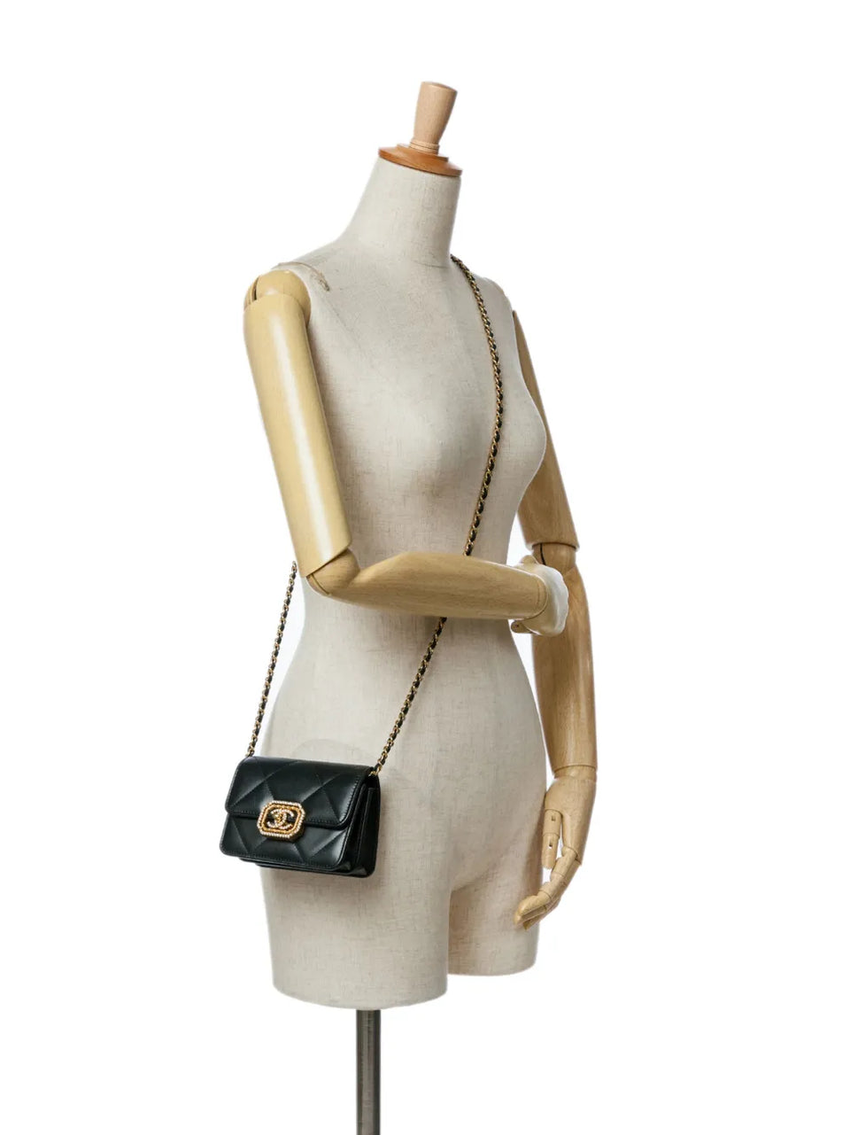 2021-2024 Quilted Calfskin Strass Card Holder On Chain crossbody bag
