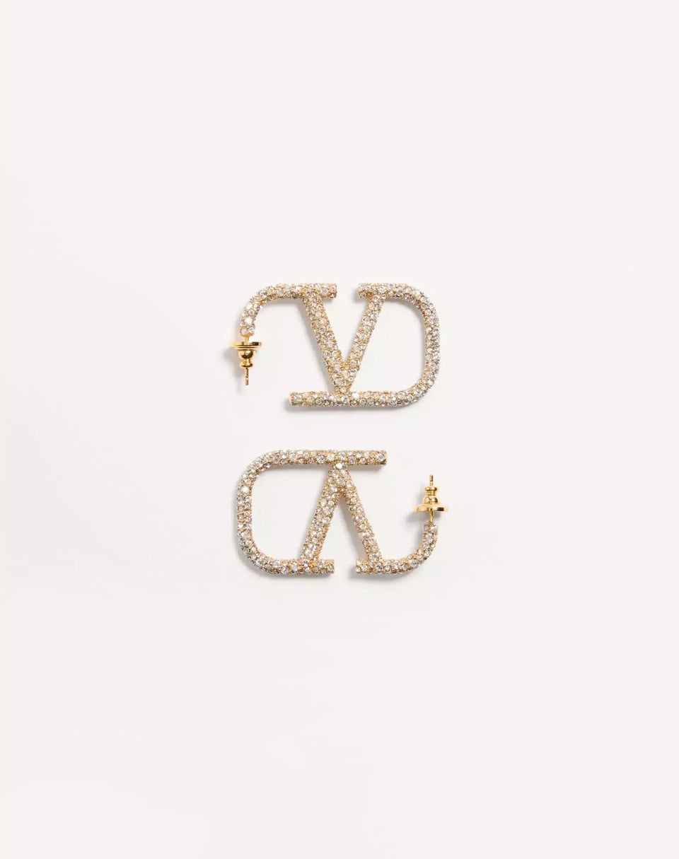 Signature Earrings In Metal And Swarovski Crystals.