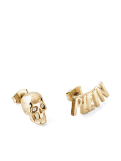 skull and logo stud earrings
