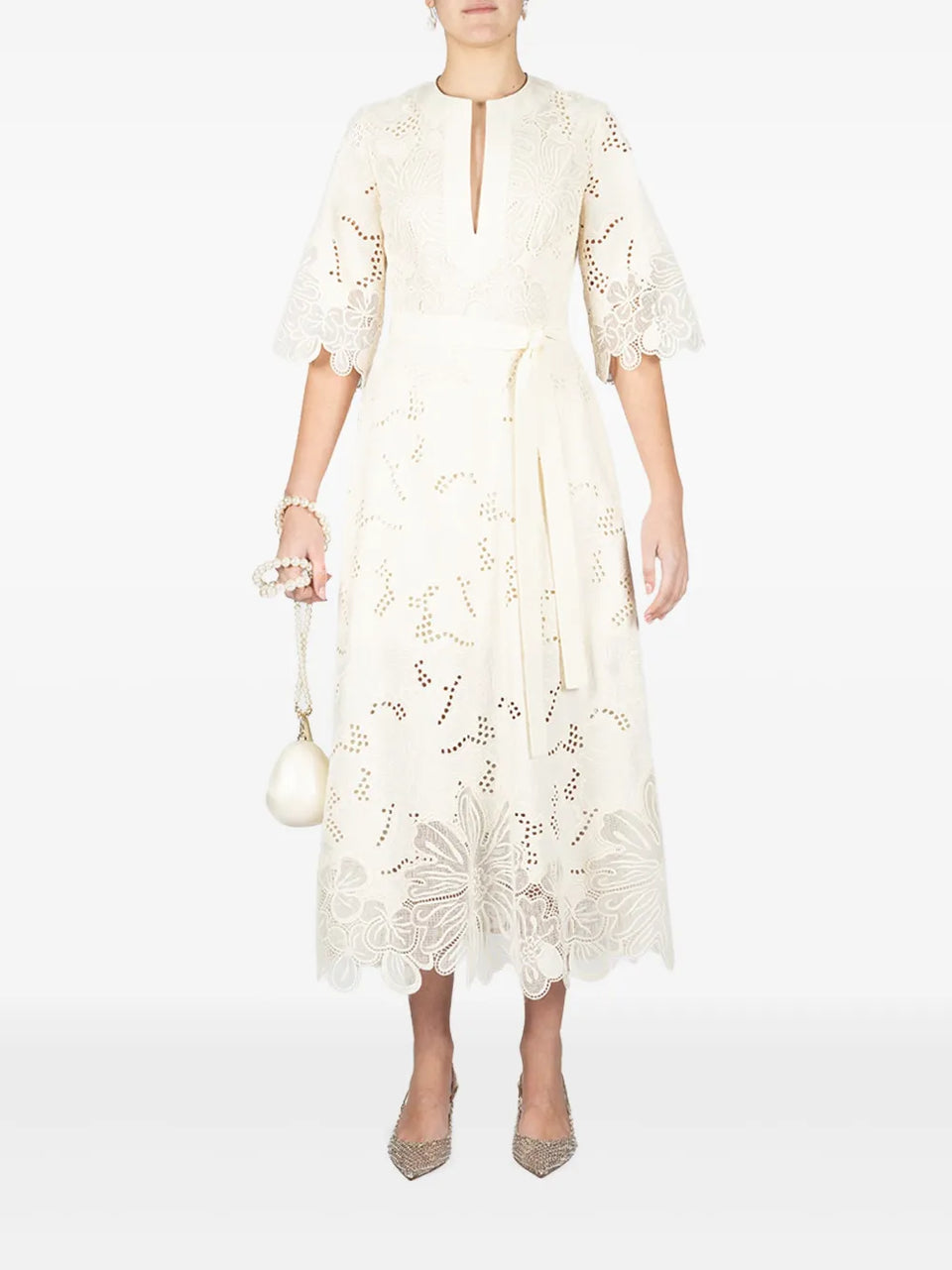 embroidered midi dress