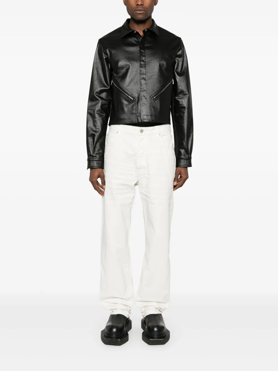 distressed-effect jeans