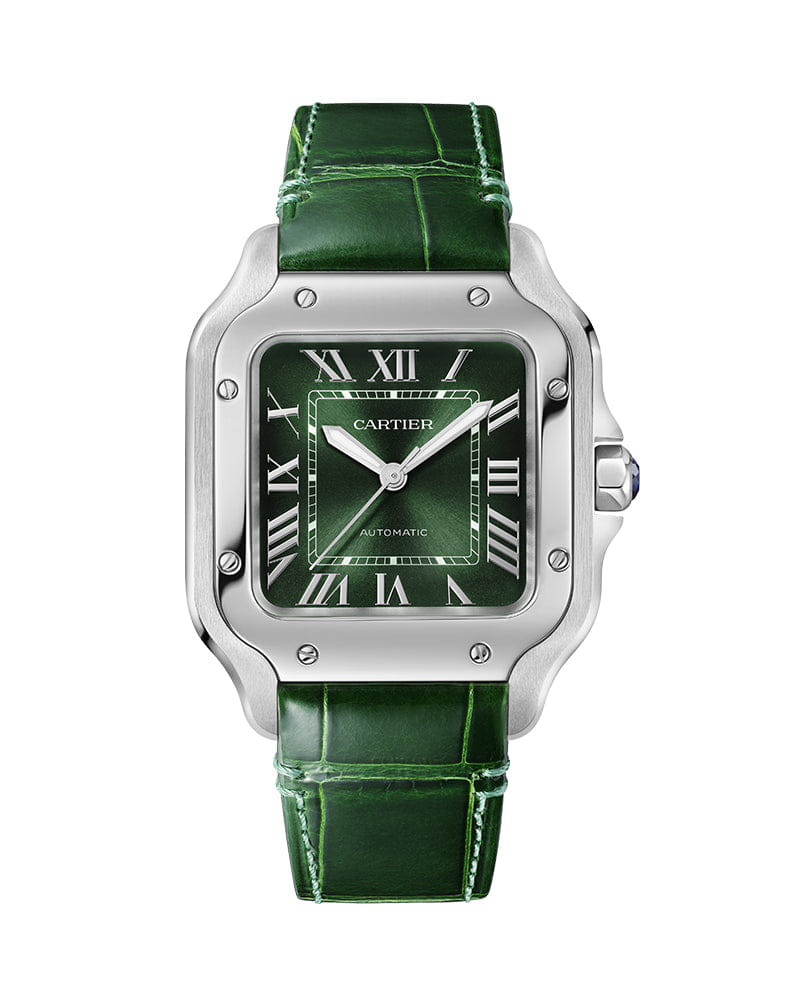 CARTIER Santos De Cartier, Medium, Automatic, Steel, Interchangeable Steel And Leather Bracelets