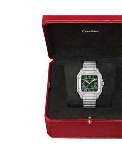 CARTIER Santos De Cartier, Medium, Automatic, Steel, Interchangeable Steel And Leather Bracelets