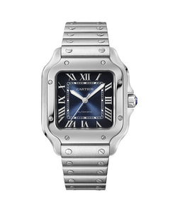 CARTIER Santos De Cartier, Medium, Automatic, Steel, Interchangeable Metal And Leathers Bracelets