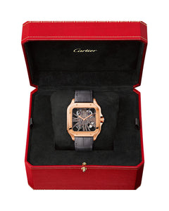 CARTIER SANTOS DE CARTIER, SKELETON, LARGE, MANUAL, ROSE GOLD, INTERCHANGEABLE METAL AND LEATHER BRACELETS