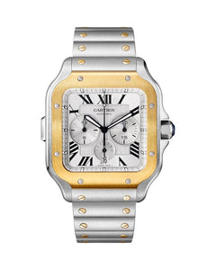 CARTIER SANTOS DE CARTIER, XL, CHRONOGRAPH, STEEL AND GOLD, INTERCHANGEABLE METAL AND RUBBER BRACELETS