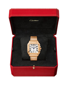 CARTIER SANTOS DE CARTIER, LARGE, AUTOMATIC, ROSE GOLD, INTERCHANGEABLE METAL AND LEATHER BRACELETS