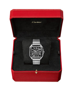 CARTIER SANTOS DE CARTIER, LARGE, AUTOMATIC, STEEL, ADLC, INTERCHANGEABLE METAL AND RUBBER BRACELETS