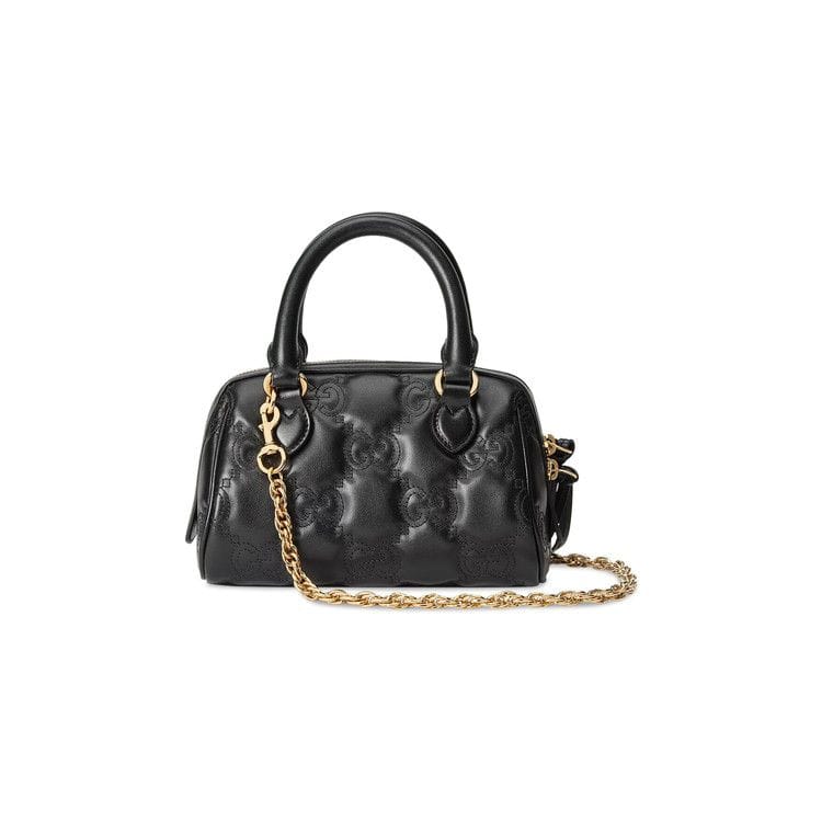 Gucci GG Matelassé Top Handle Bag Black/Natural