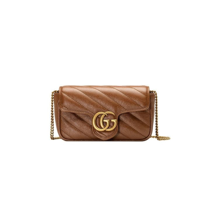 Gucci GG Marmont Matelassé Super Mini Bag Brown