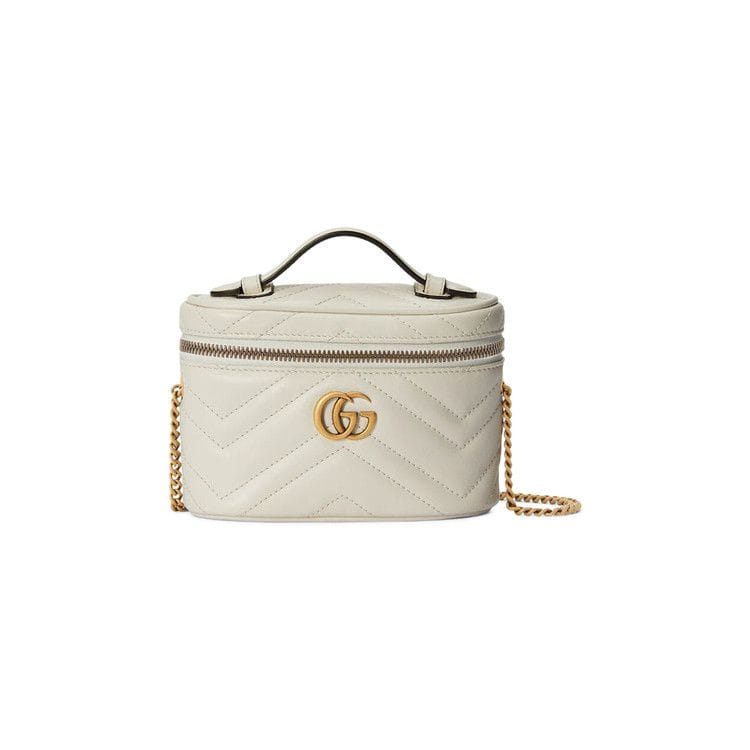 Gucci GG Marmont Mini Top Handle Bag Mystic White