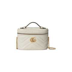 Gucci GG Marmont Mini Top Handle Bag Mystic White