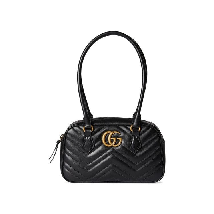 Gucci Marmont Leather Small Top Handle Bag Black
