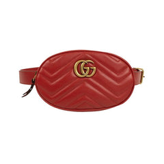 Gucci Quilted Leather GG Marmont Matelassé Belt Bag Red