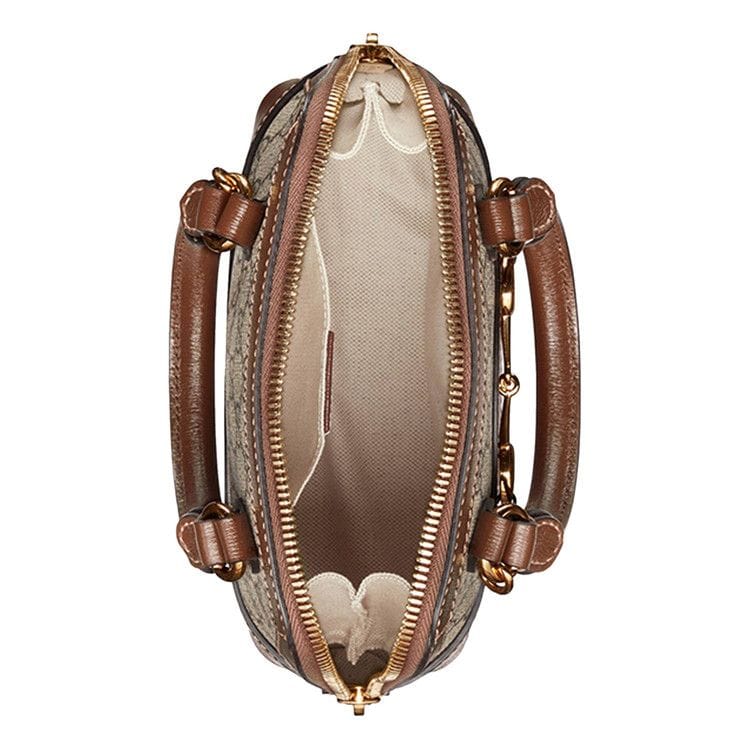 Gucci Horsebit 1955 Mini Top Handle Bag Beige/Ebony