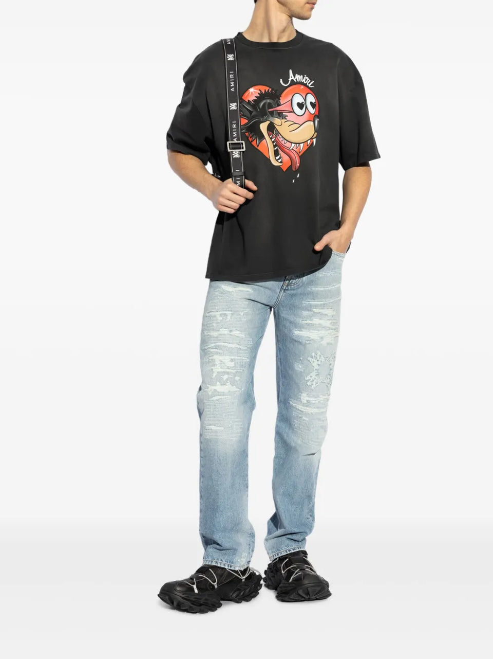 distressed-effect jeans