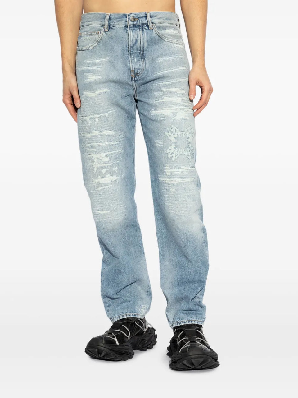 distressed-effect jeans