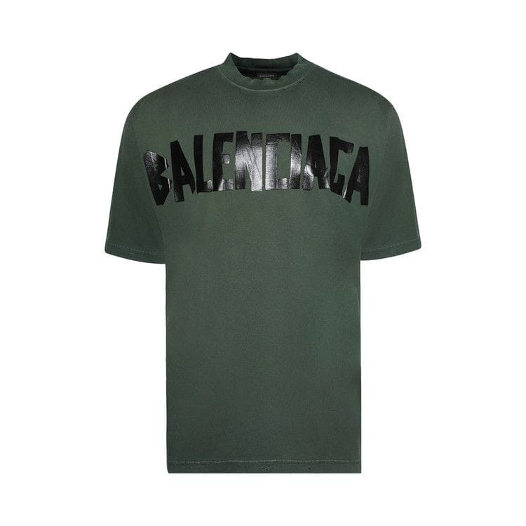 Balenciaga Tape Logo T-Shirt Dark Green