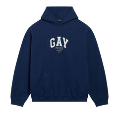 Balenciaga Pride Boxy Hoodie Navy/White/Grey