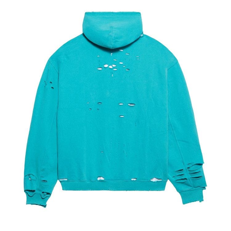 Balenciaga Destroyed Hoodie Turquoise/White
