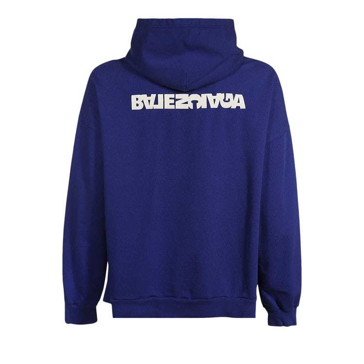 Balenciaga Reverse Back Logo Hoodie Indigo/Dirty White