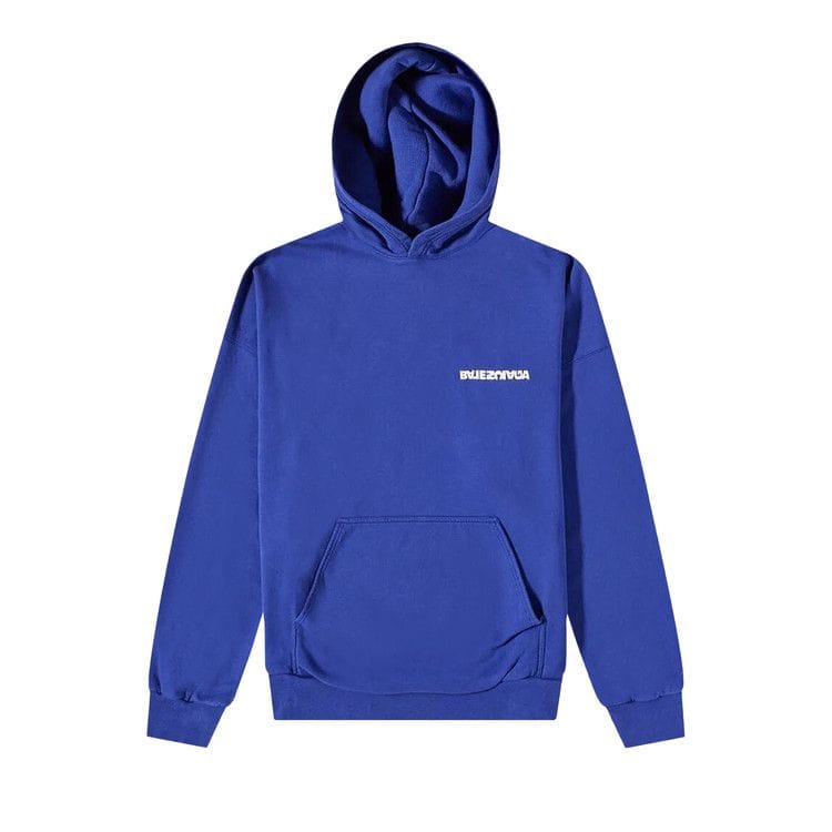 Balenciaga Reverse Back Logo Hoodie Indigo/Dirty White