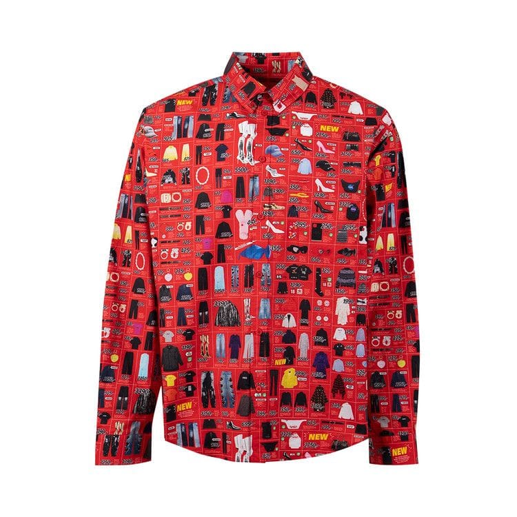 Balenciaga Long-Sleeve Large Fit Shirt Red