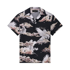 Amiri All Over Pegasus Bowling Shirt Black