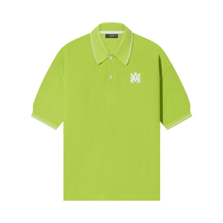 Amiri Solid Shorts-Sleeve Polo Lime