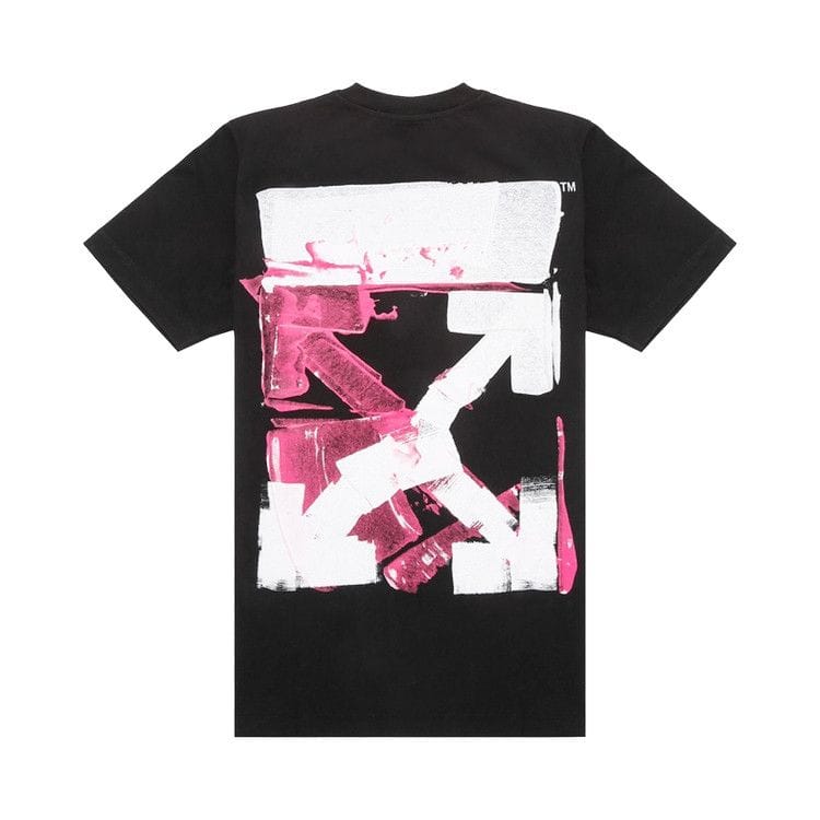 Off-White Acrylic Arrow Shorts-Sleeve Slim T-Shirt Black/Fuchsia