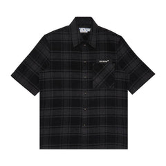 Off-White Outline Arr Flan Over Shorts-Sleeve Shirt Grey Black