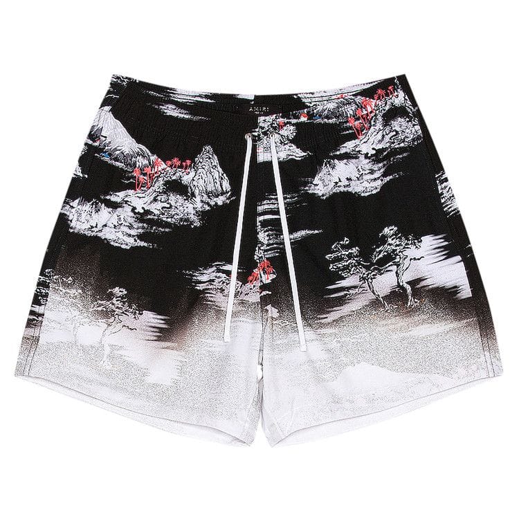 Amiri Aloha Beach Cabana Shorts Black