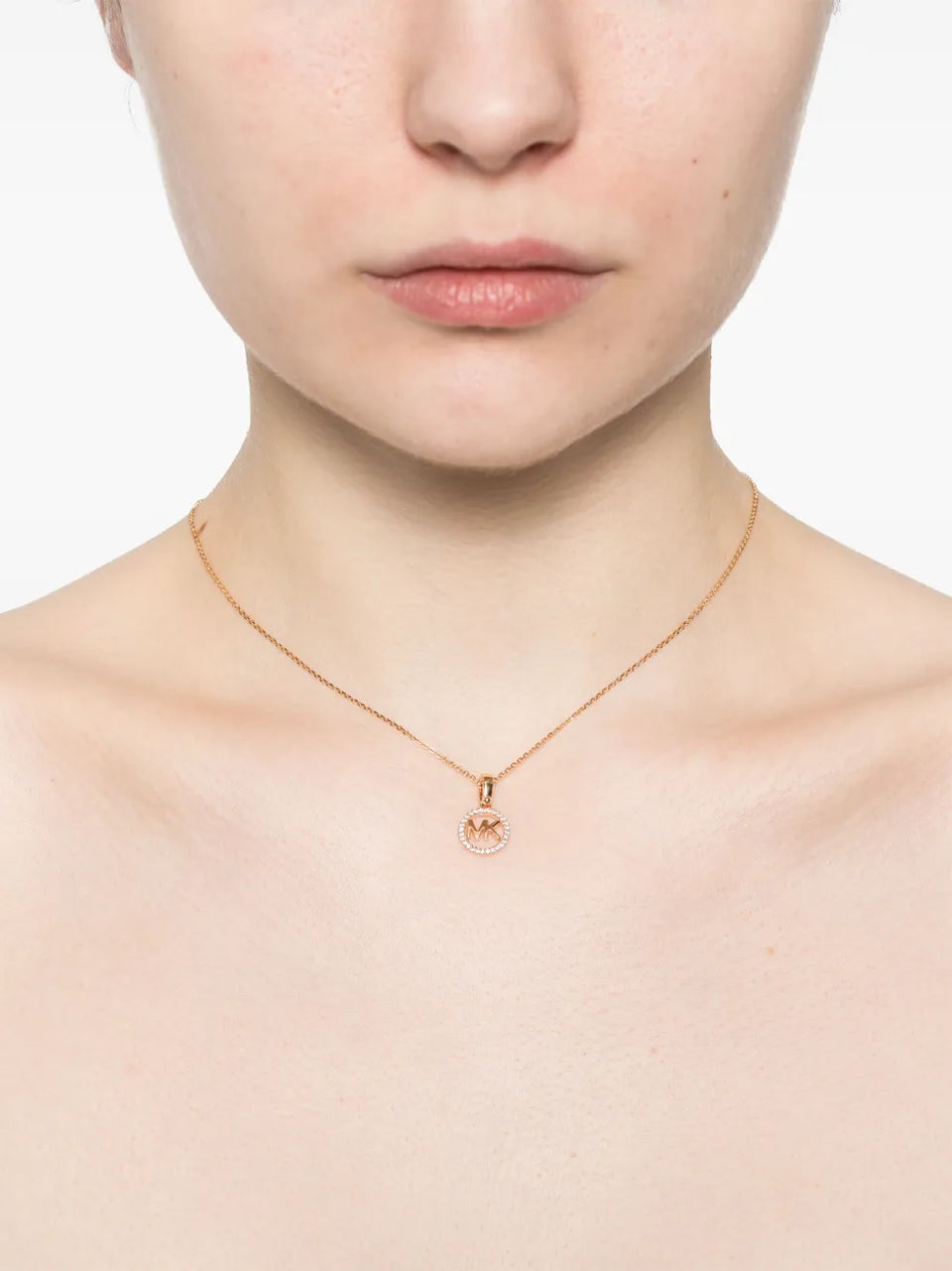 Pavé logo-charm necklace